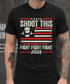 Shoot This Fight Fight Fight Trump 2024 American Flag Vintage Shirt