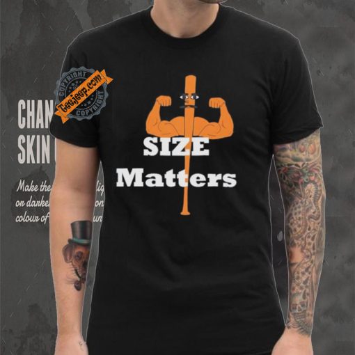 Size matters muscle baseball shirt