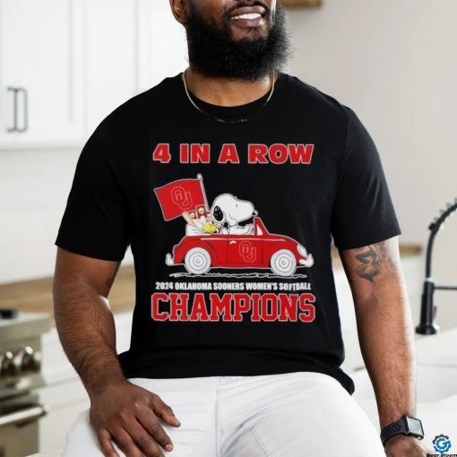 Snoopy 4 in a row 2024 Oklahoma Sooners women’s softball Champions shirt