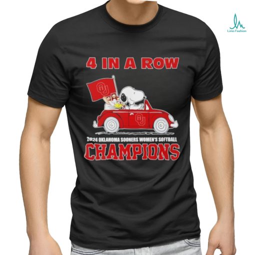 Snoopy 4 in a row 2024 Oklahoma Sooners women’s softball Champions shirt