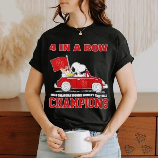Snoopy 4 in a row 2024 Oklahoma Sooners women’s softball Champions shirt