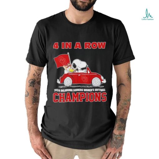 Snoopy 4 in a row 2024 Oklahoma Sooners women’s softball Champions shirt