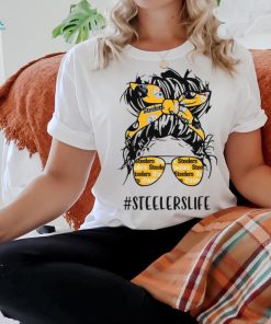 Steelers Life Pittsburgh Steelers Messy Bun Girl With Headband And Glasses for Football Lover T Shirt, hoodie, sweater, long sleeve and tank top Steelers Life Pittsburgh Steelers Messy Bun Girl With Headband And Glasses for Football Lover T Shirt