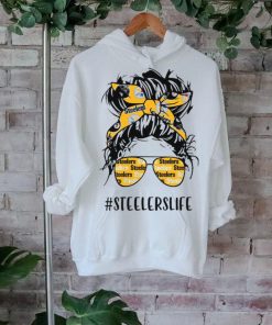 Steelers Life Pittsburgh Steelers Messy Bun Girl With Headband And Glasses for Football Lover T Shirt, hoodie, sweater, long sleeve and tank top Steelers Life Pittsburgh Steelers Messy Bun Girl With Headband And Glasses for Football Lover T Shirt