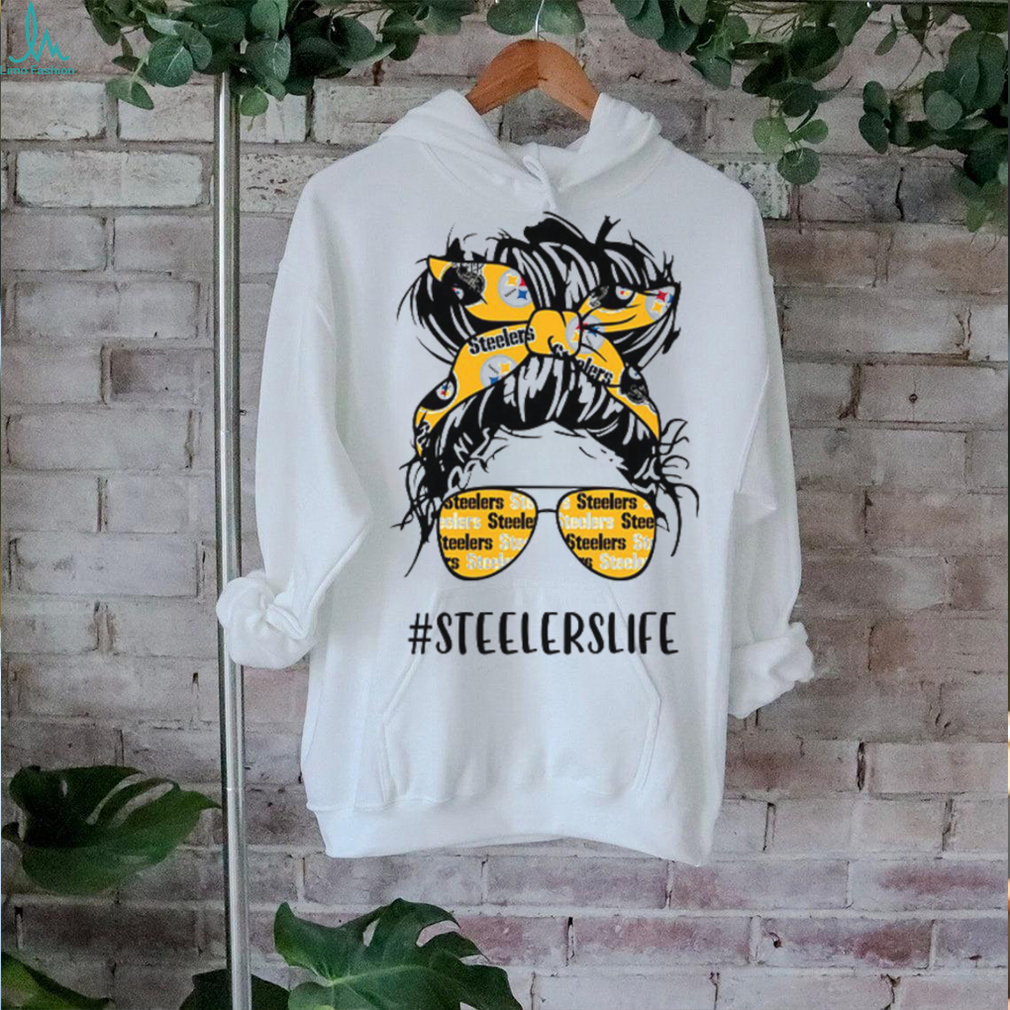 Steelers Life Pittsburgh Steelers Messy Bun Girl With Headband And Glasses for Football Lover T Shirt Steelers Life Pittsburgh Steelers Messy Bun Girl With Headband And Glasses for Football Lover T Shirt