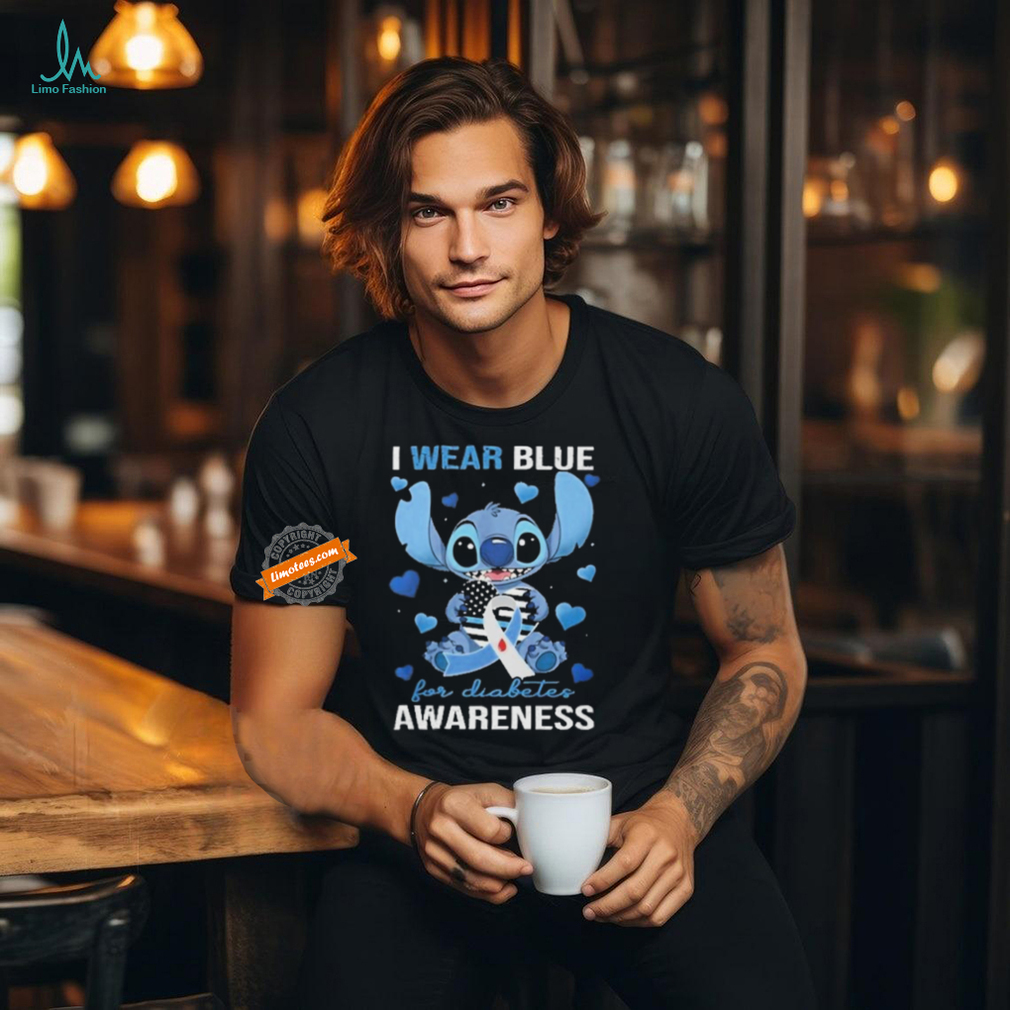 Stitch I Wear Blue Diabetes Awareness Fan T Shirt Stitch I Wear Blue Diabetes Awareness Fan T Shirt