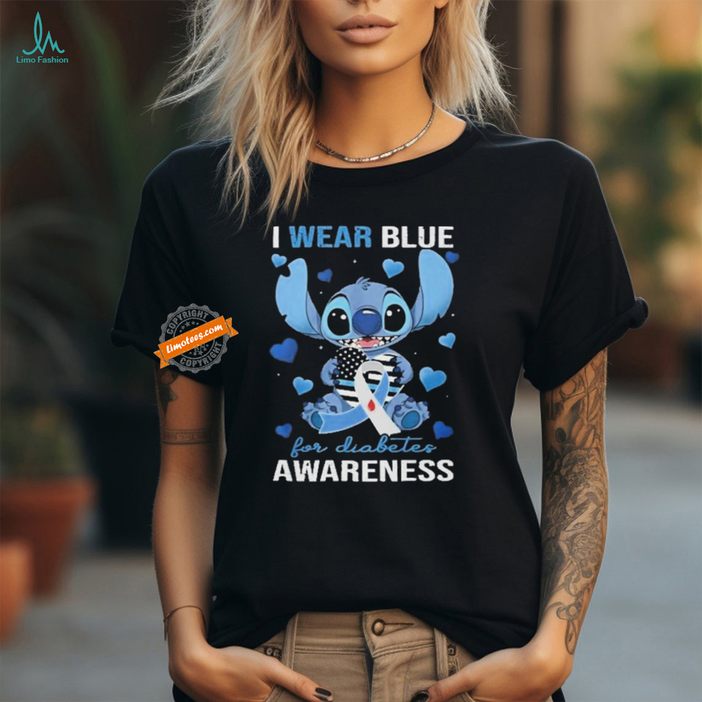 Stitch I Wear Blue Diabetes Awareness Fan T Shirt Stitch I Wear Blue Diabetes Awareness Fan T Shirt