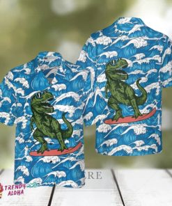 Surfing T Rex Dinosaur Hawaiian Shirt