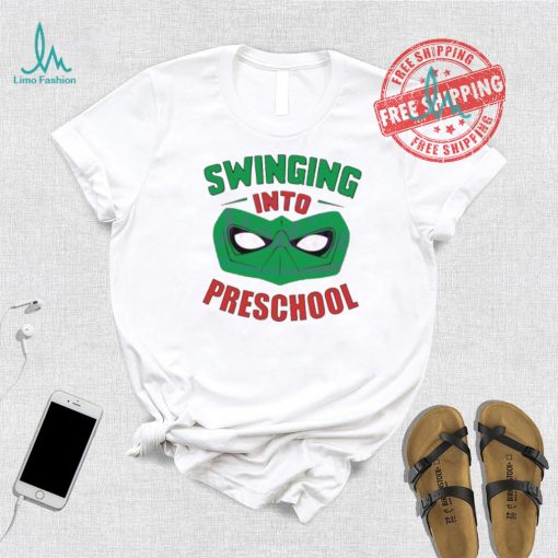 Swinging into preschool superhero shirt