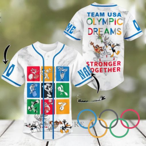 Team USA Looney Tunes Olympic Dreams Stronger Together Custom Baseball Jersey