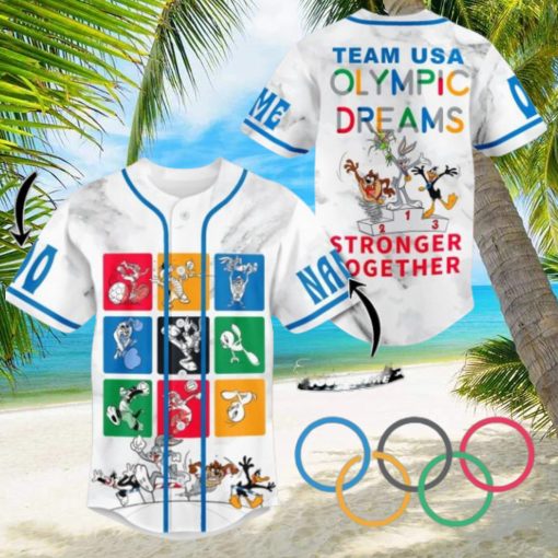 Team USA Looney Tunes Olympic Dreams Stronger Together Custom Baseball Jersey