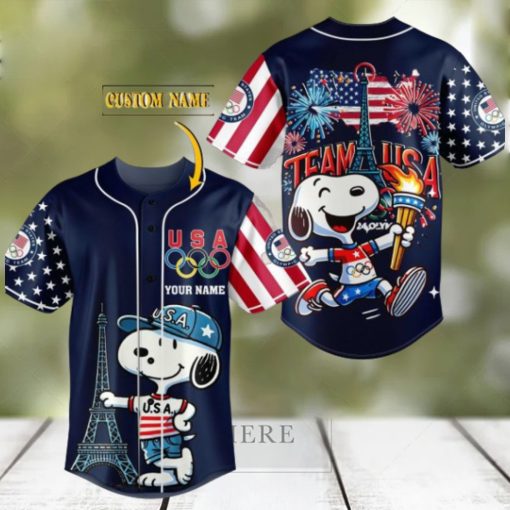 Team USA Snoopy Olympic Paris 2024 Custom Baseball Jersey