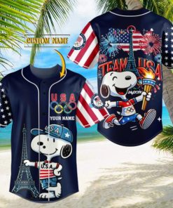 Team USA Snoopy Olympic Paris 2024 Custom Baseball Jersey