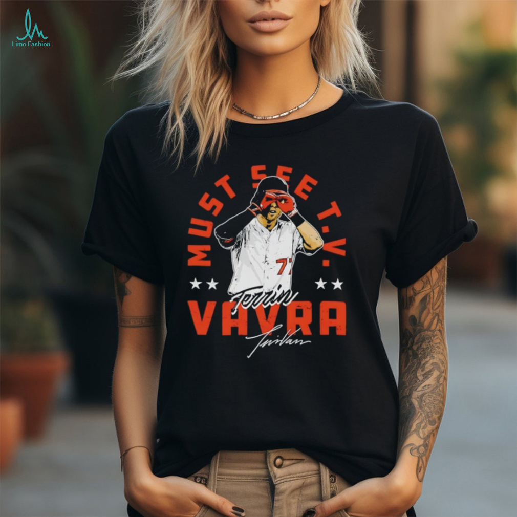 Terrin Vavra 77 Baltimore Orioles baseball MLB Binoculars must see TV signature shirt Terrin Vavra 77 Baltimore Orioles baseball MLB Binoculars must see TV signature shirt
