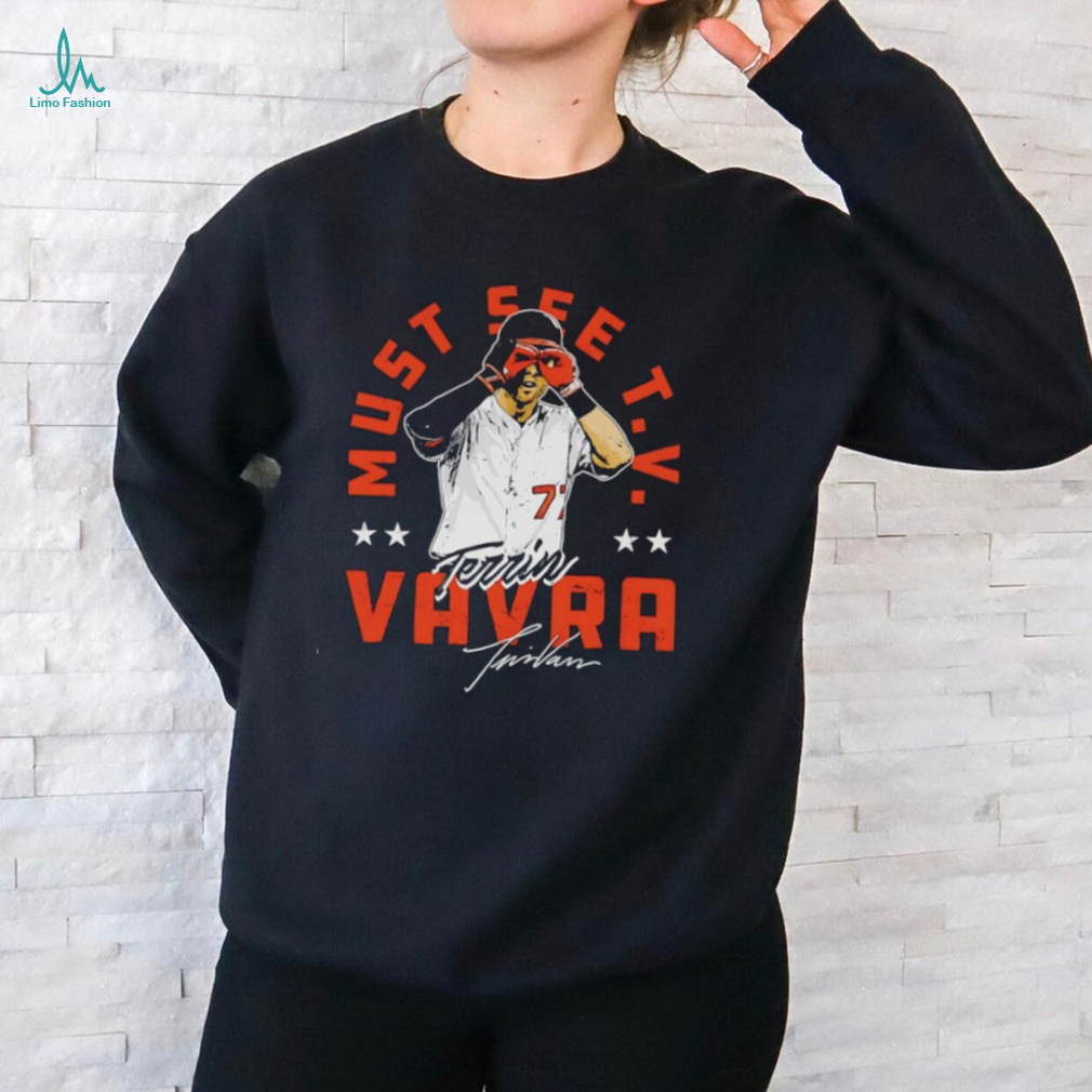 Terrin Vavra 77 Baltimore Orioles baseball MLB Binoculars must see TV signature shirt Terrin Vavra 77 Baltimore Orioles baseball MLB Binoculars must see TV signature shirt