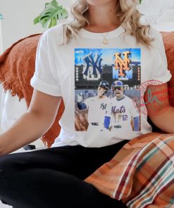 The mets and yankees will face off six times during the 2025 season in subway series action shirt