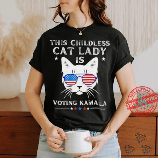 This Childless cat lady is Voting Kamala Harris 2024 cat wear sunglasses shirt