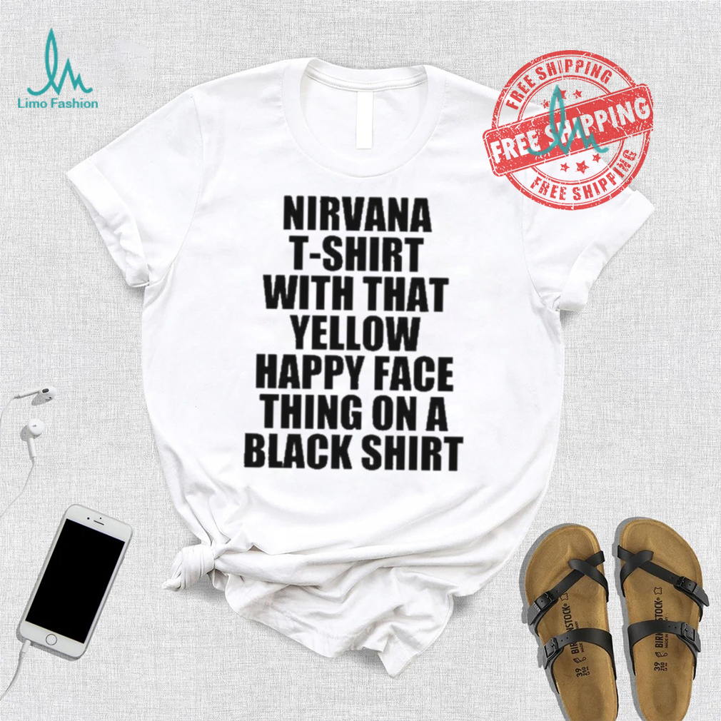 Top Teenhearts Nirvana T Shirt With That Yellow Happy Face Thing On A Black Shirt Top Teenhearts Nirvana T Shirt With That Yellow Happy Face Thing On A Black Shirt