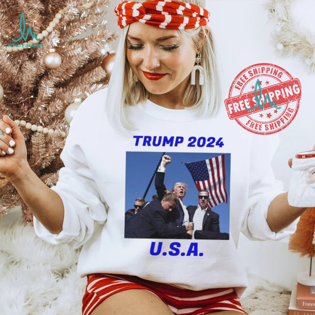 Trump 2024 Stay Strong Fist Pump Rally Secret Service Flag T Shirt Trump 2024 Stay Strong Fist Pump Rally Secret Service Flag T Shirt