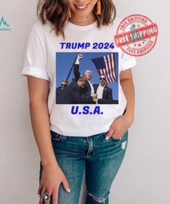 Trump 2024 Stay Strong Fist Pump Rally Secret Service Flag T Shirt, hoodie, sweater, long sleeve and tank top Trump 2024 Stay Strong Fist Pump Rally Secret Service Flag T Shirt