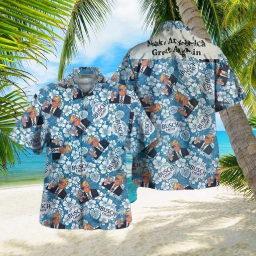 Trump Make America Great Again Busch Light Hawaiian Shirt Memes