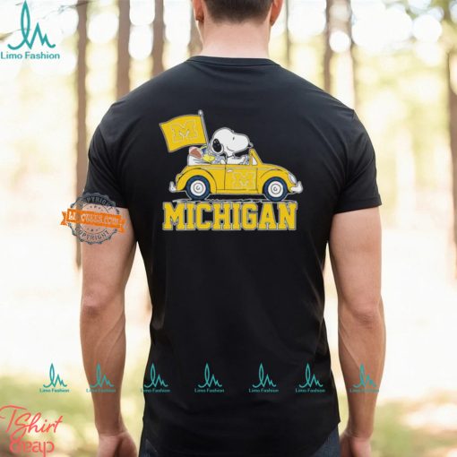 University Of Michigan Peanuts Snoopy And Woodstock On Car Shirt