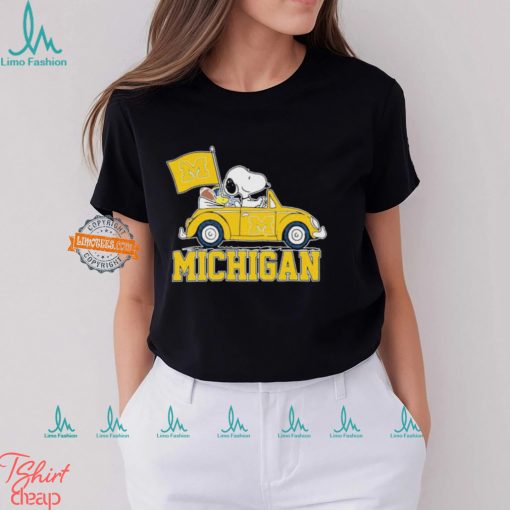 University Of Michigan Peanuts Snoopy And Woodstock On Car Shirt