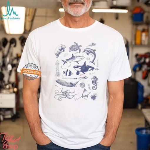 Vintage 90s Tattoo Sea Animal Tshirt, Retro Ocean Nature Shirt, Sealife, Ocean, Whale, Orca, Turtle, Dolphin Shirt, Unisex Relaxed Adult Tee