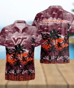 Virginia Tech Hokies Palms Tree Hawaiian Shirt