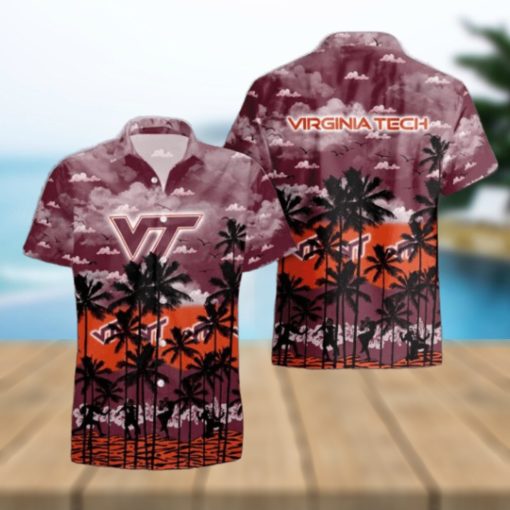 Virginia Tech Hokies Palms Tree Hawaiian Shirt