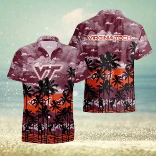 Virginia Tech Hokies Palms Tree Hawaiian Shirt