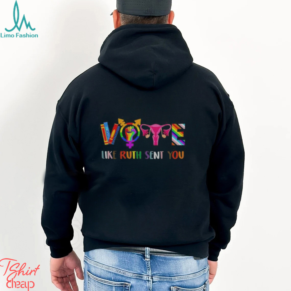 Vote Like Ruth Sent You Uterus Feminist Lgbt Retro Men's T shirt Back Print Vote Like Ruth Sent You Uterus Feminist Lgbt Retro Men's T shirt Back Print