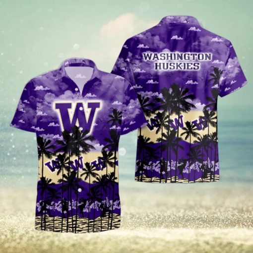 Washington Huskies Palms Tree Hawaiian Shirt