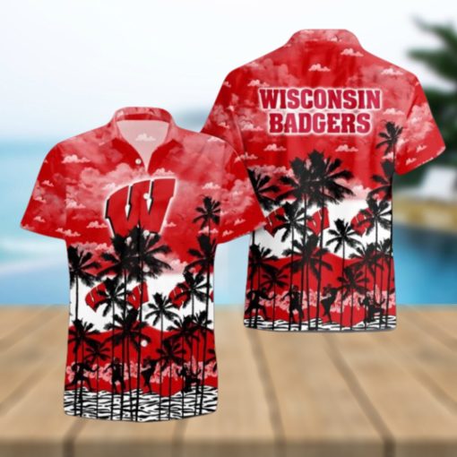 Wisconsin Badgers Palms Tree Hawaiian Shirt