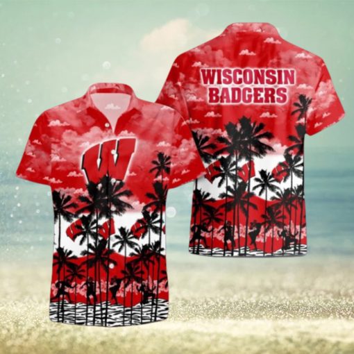 Wisconsin Badgers Palms Tree Hawaiian Shirt