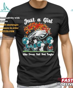 2024 Just A Girl Who Loves Fall And Eagles Philadelphia Snoopy Shirt
