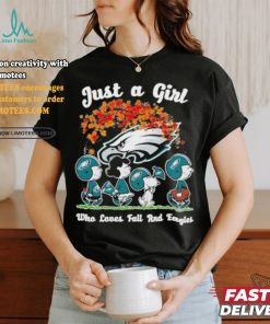 2024 Just A Girl Who Loves Fall And Eagles Philadelphia Snoopy Shirt