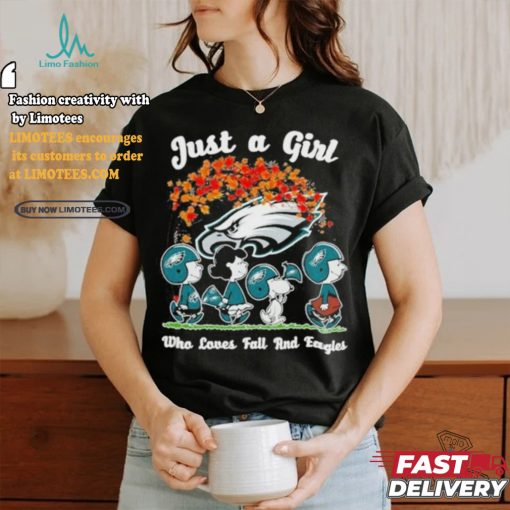 2024 Just A Girl Who Loves Fall And Eagles Philadelphia Snoopy Shirt