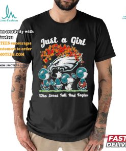 2024 Just A Girl Who Loves Fall And Eagles Philadelphia Snoopy Shirt