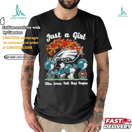 2024 Just A Girl Who Loves Fall And Eagles Philadelphia Snoopy Shirt