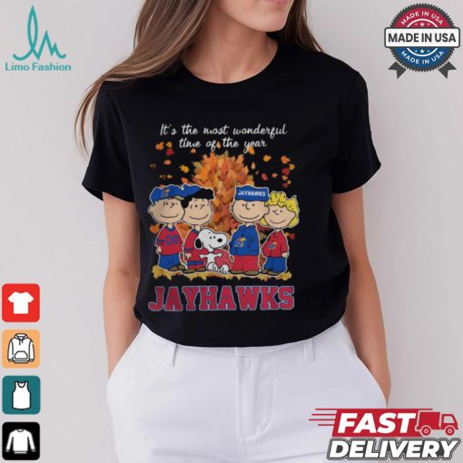 2024 Kansas Jayhawks x Peanuts Snoopy Is The Most Wonderful Time Of The Year Shirt