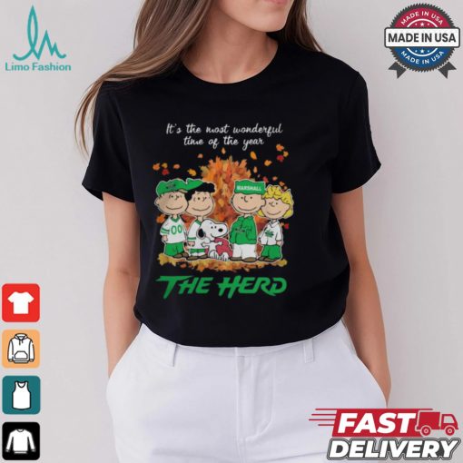 2024 Marshall Thundering Herd x Peanuts Snoopy Is The Most Wonderful Time Of The Year Shirt