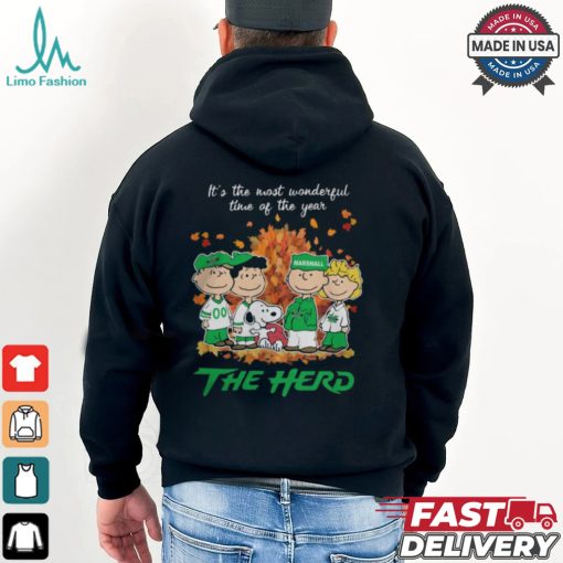 2024 Marshall Thundering Herd x Peanuts Snoopy Is The Most Wonderful Time Of The Year Shirt