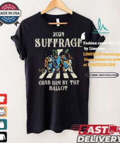 2024 Suffrage Grab Him By The Ballot Childless Cat Lady Kamala Harris Cat Walking Walking Abbey Road T shirt