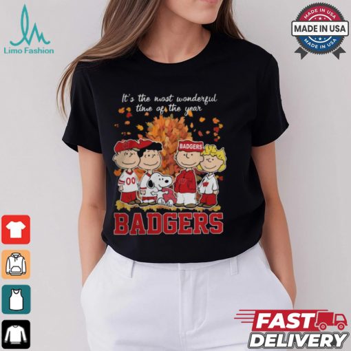 2024 Wisconsin Badgers x Peanuts Snoopy Is The Most Wonderful Time Of The Year Shirt