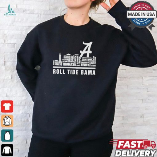 Alabama Skyline 2024 Alabama Crimson Tide Roll Tide Roll Players Name shirt