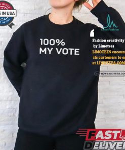 Amanda Gorman Wearing 100% My Vote Tee shirt