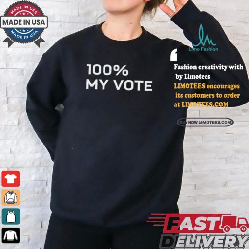 Amanda Gorman Wearing 100% My Vote Tee shirt