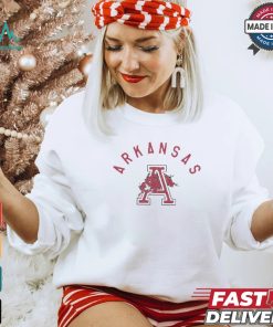 Arkansas Razorbacks Grey Vintage Arch Mascot Short Sleeve Fashion T Shirt