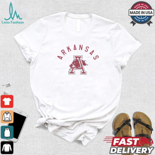 Arkansas Razorbacks Grey Vintage Arch Mascot Short Sleeve Fashion T Shirt